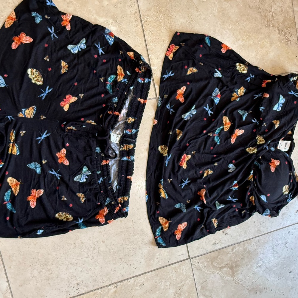 Soma Black Pajama Set with Butterfly Print